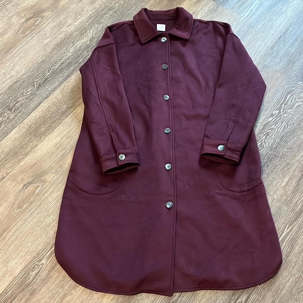 JJill Pure Bayberry Shacket Purple Super Soft fall button jacket Petite Large